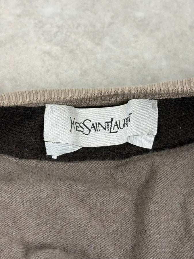 2000s Yves Saint Laurent Layered Beige & Brown Wool Cardigan JoKIPyi 8