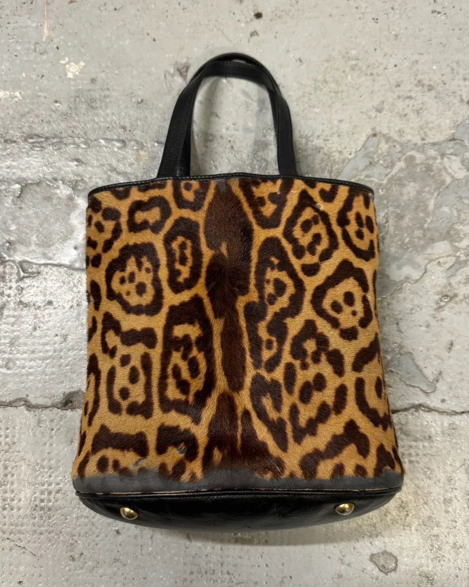 2000s Yves Saint Laurent Leopard Fur Leather Bag hQGwLFJ 0