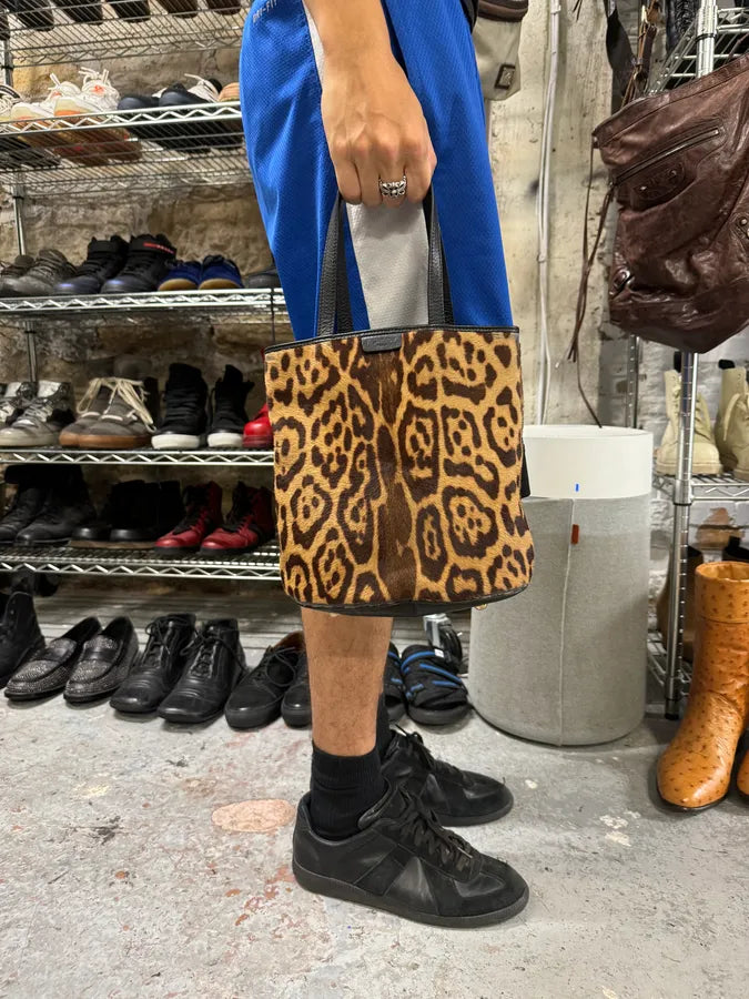 2000s Yves Saint Laurent Leopard Fur Leather Bag hQGwLFJ 1
