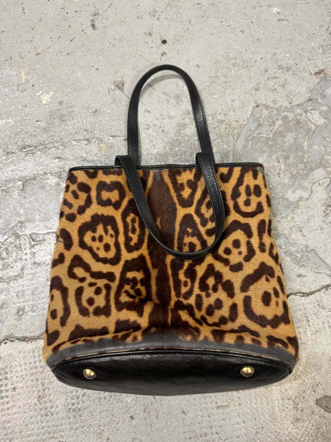 2000s Yves Saint Laurent Leopard Fur Leather Bag hQGwLFJ 4
