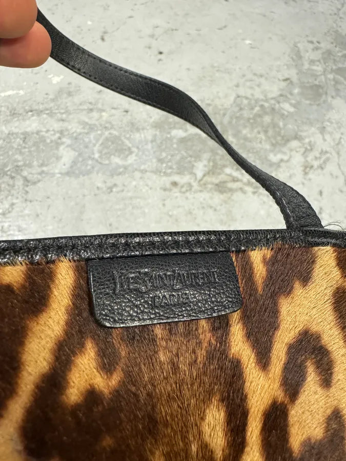 2000s Yves Saint Laurent Leopard Fur Leather Bag hQGwLFJ 8