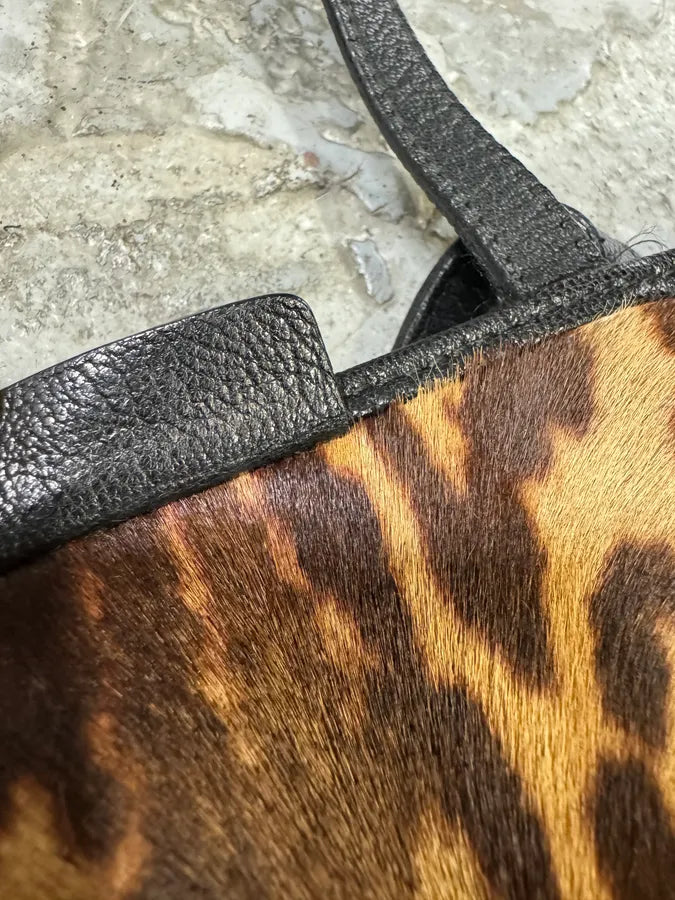 2000s Yves Saint Laurent Leopard Fur Leather Bag hQGwLFJ 9