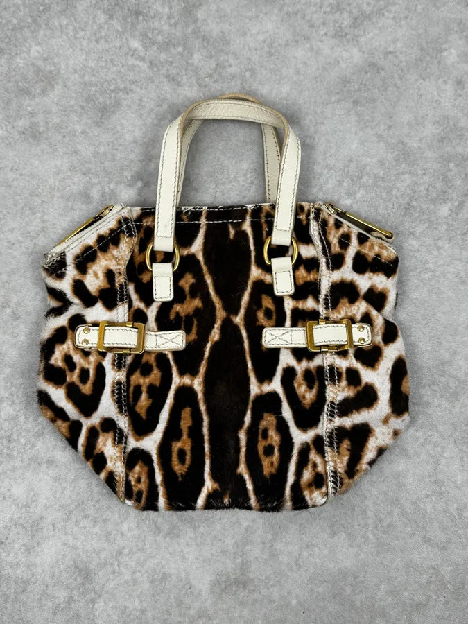 2000s Yves Saint Laurent Leopard Pony Hair Leather Handle Bag wWRlRqR 0