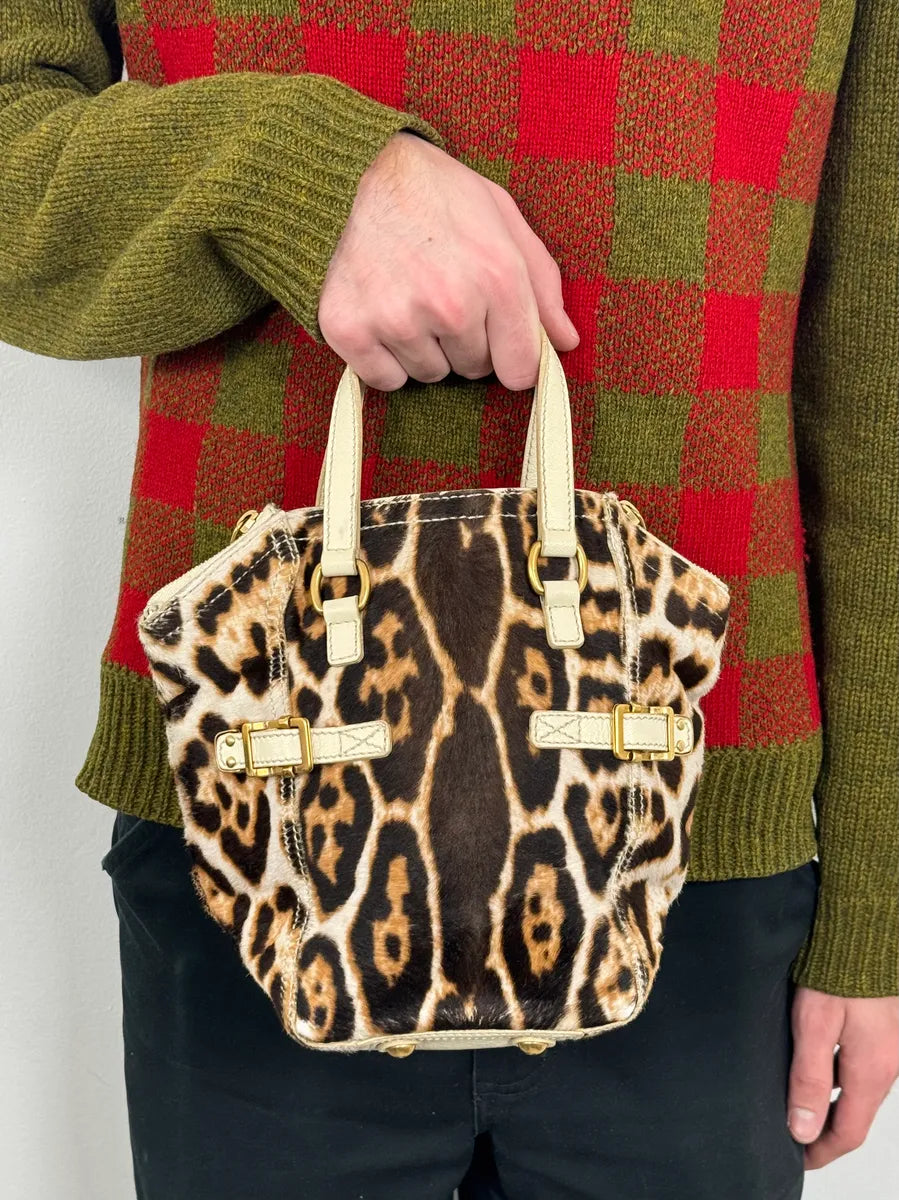 2000s Yves Saint Laurent Leopard Pony Hair Leather Handle Bag wWRlRqR 2