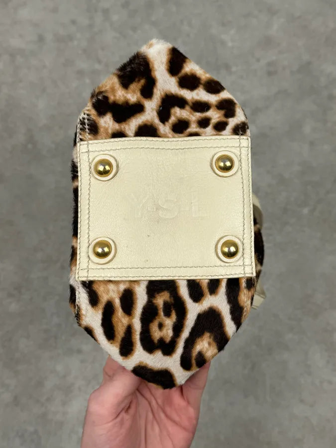 2000s Yves Saint Laurent Leopard Pony Hair Leather Handle Bag wWRlRqR 4