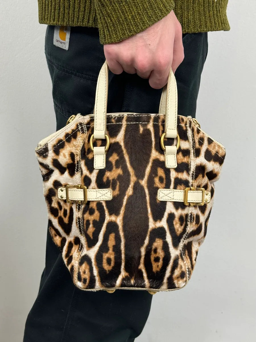 2000s Yves Saint Laurent Leopard Pony Hair Leather Handle Bag wWRlRqR 1