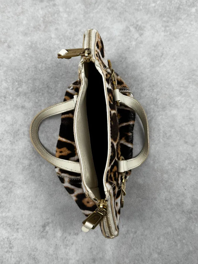 2000s Yves Saint Laurent Leopard Pony Hair Leather Handle Bag wWRlRqR 5