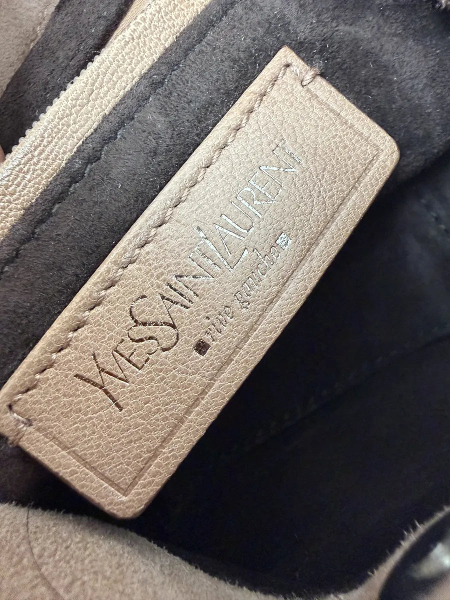 2000s Yves Saint Laurent Mauve Purple Flower Suede Leather Bag QAdQDOb 5