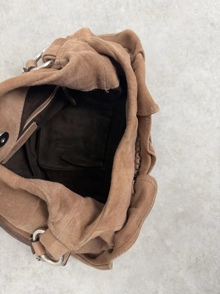 2000s Yves Saint Laurent Mauve Purple Flower Suede Leather Bag QAdQDOb 7