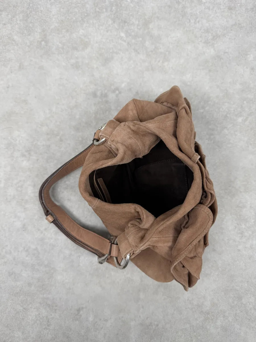 2000s Yves Saint Laurent Mauve Purple Flower Suede Leather Bag QAdQDOb 8