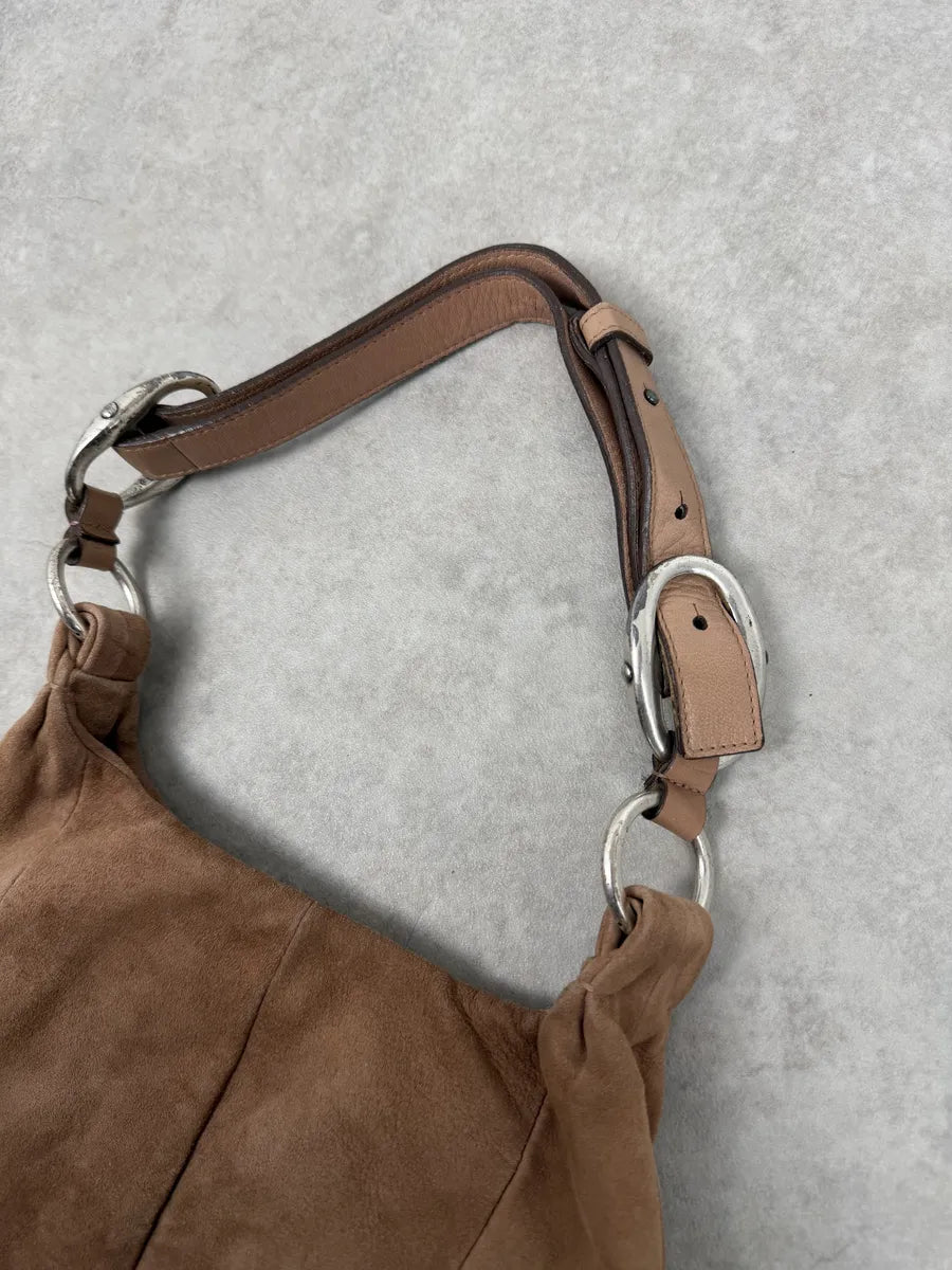 2000s Yves Saint Laurent Mauve Purple Flower Suede Leather Bag QAdQDOb 9