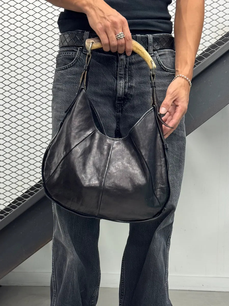 2000s Yves Saint Laurent Mombasa Black Leather Horn Handle Bag hrJiNHQ 3