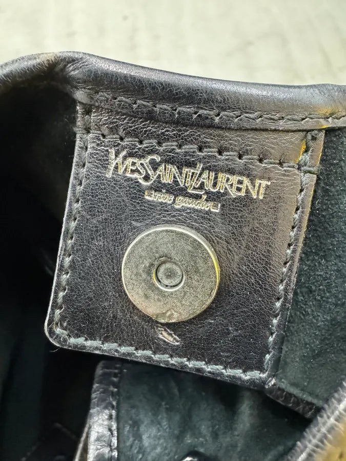 2000s Yves Saint Laurent Mombasa Black Leather Horn Handle Bag hrJiNHQ 8