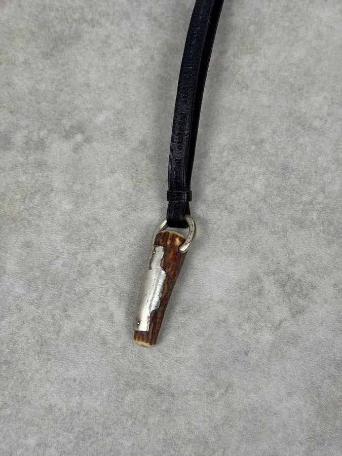 2000s Yves Saint Laurent Mombasa Black Leather Horn Pendant Necklace by Tom Ford hLTAYwv 3