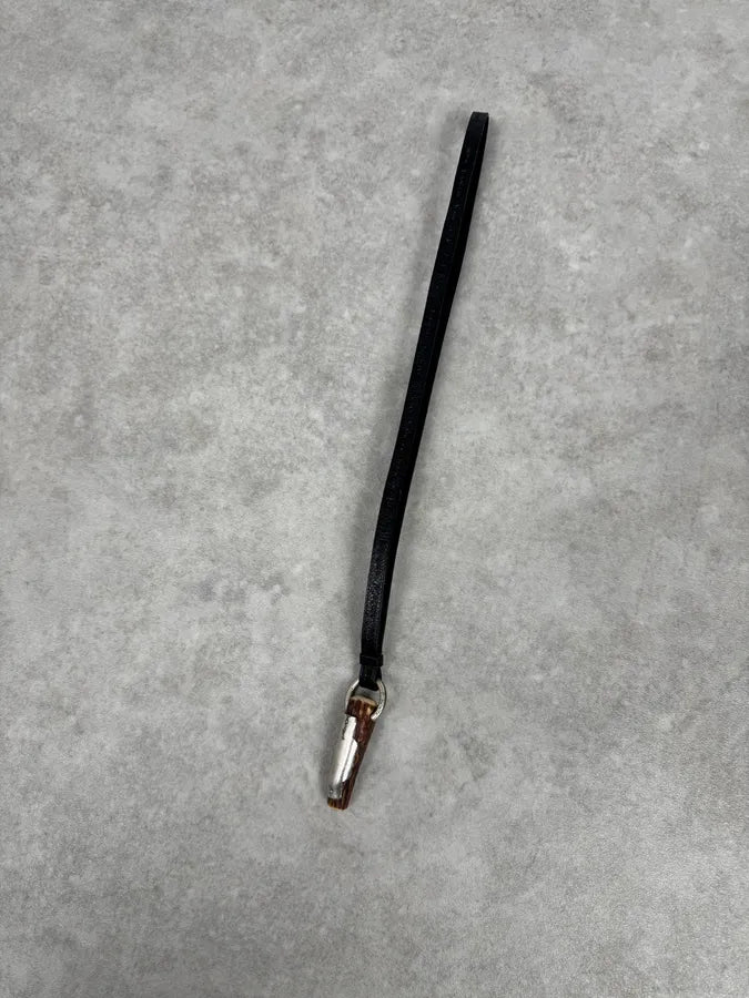 2000s Yves Saint Laurent Mombasa Black Leather Horn Pendant Necklace by Tom Ford hLTAYwv 4