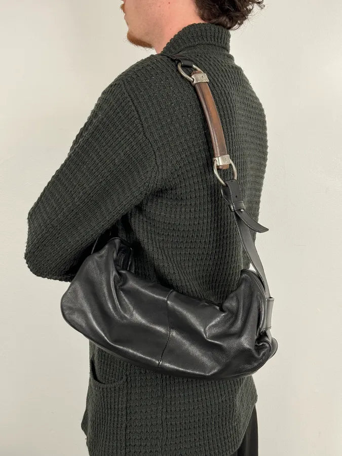 2000s Yves Saint Laurent Mombasa Black Leather Shoulder Bag yWwSgrd 1
