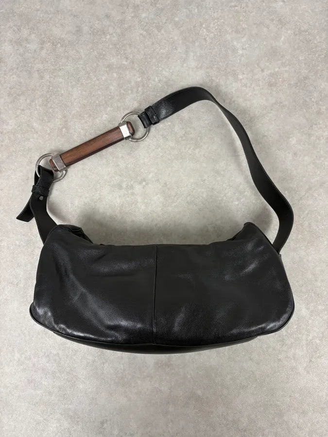 2000s Yves Saint Laurent Mombasa Black Leather Shoulder Bag yWwSgrd 5