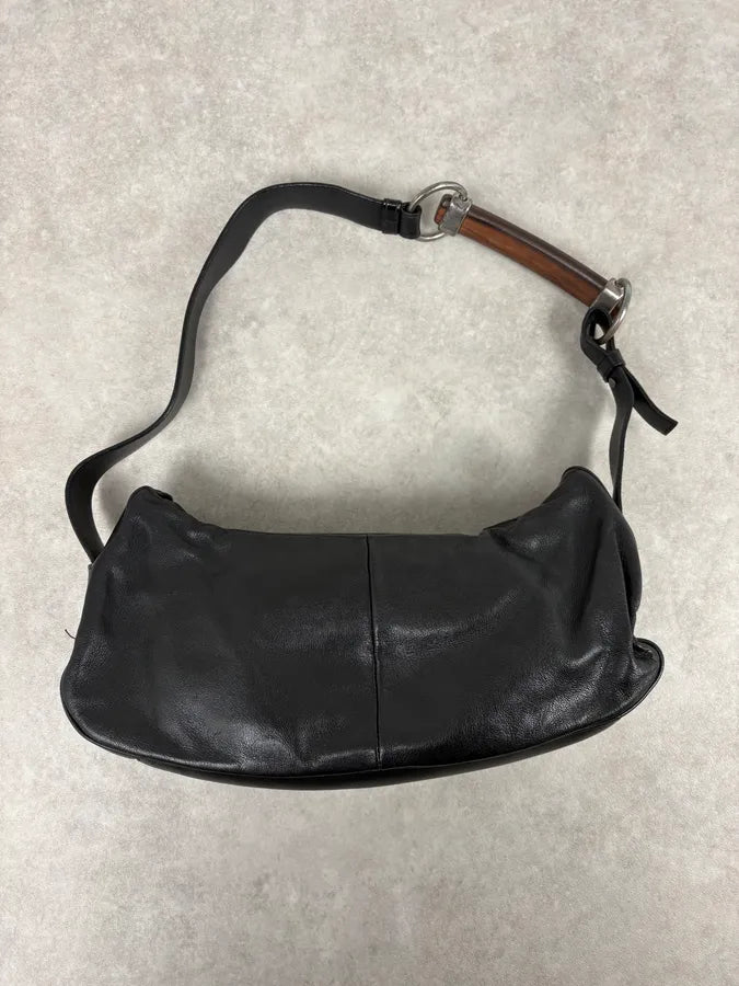 2000s Yves Saint Laurent Mombasa Black Leather Shoulder Bag yWwSgrd 0