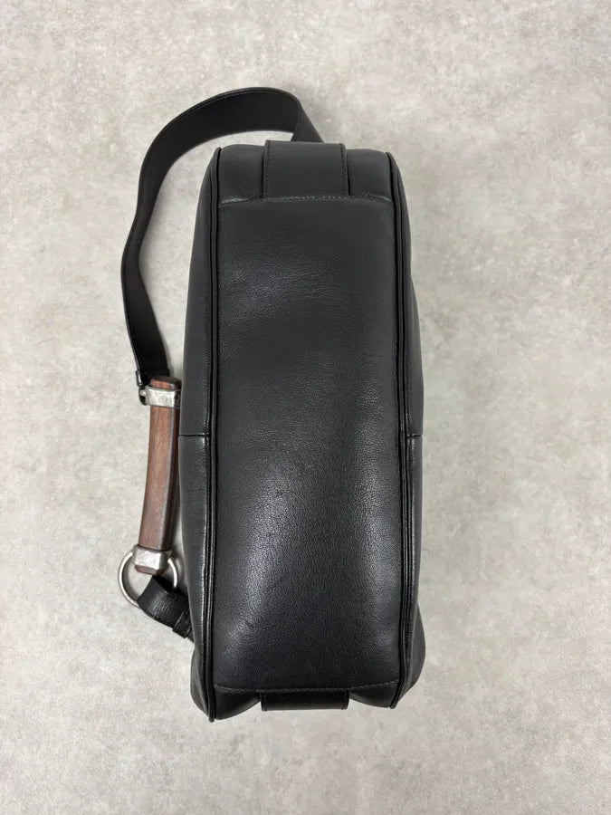 2000s Yves Saint Laurent Mombasa Black Leather Shoulder Bag yWwSgrd 8