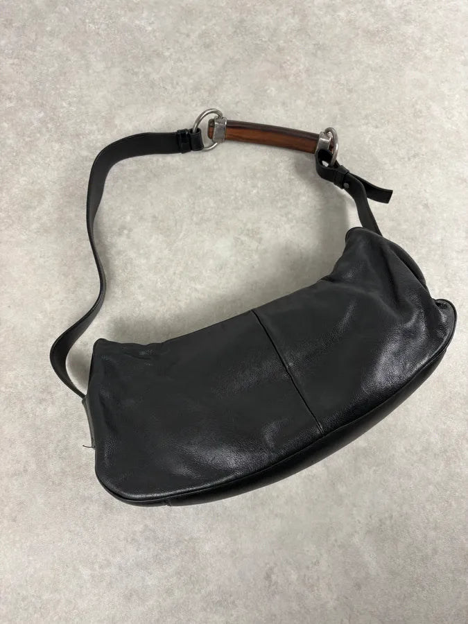 2000s Yves Saint Laurent Mombasa Black Leather Shoulder Bag yWwSgrd 3