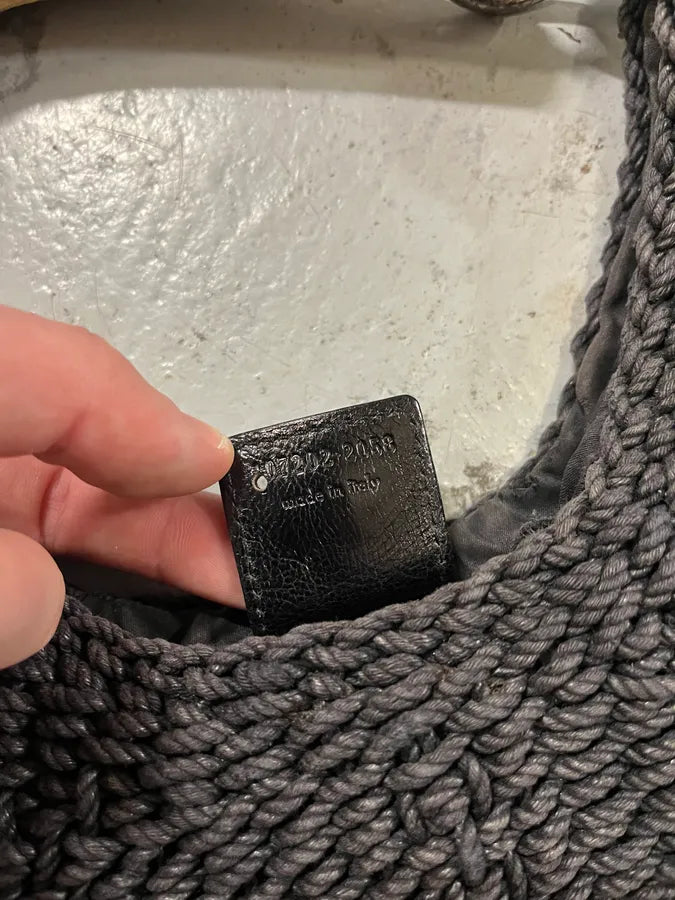 2000s Yves Saint Laurent Mombasa Black Woven Knot Horn Handle Bag RhHZKBa 6