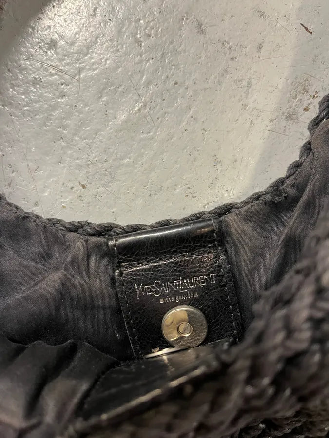 2000s Yves Saint Laurent Mombasa Black Woven Knot Horn Handle Bag RhHZKBa 7