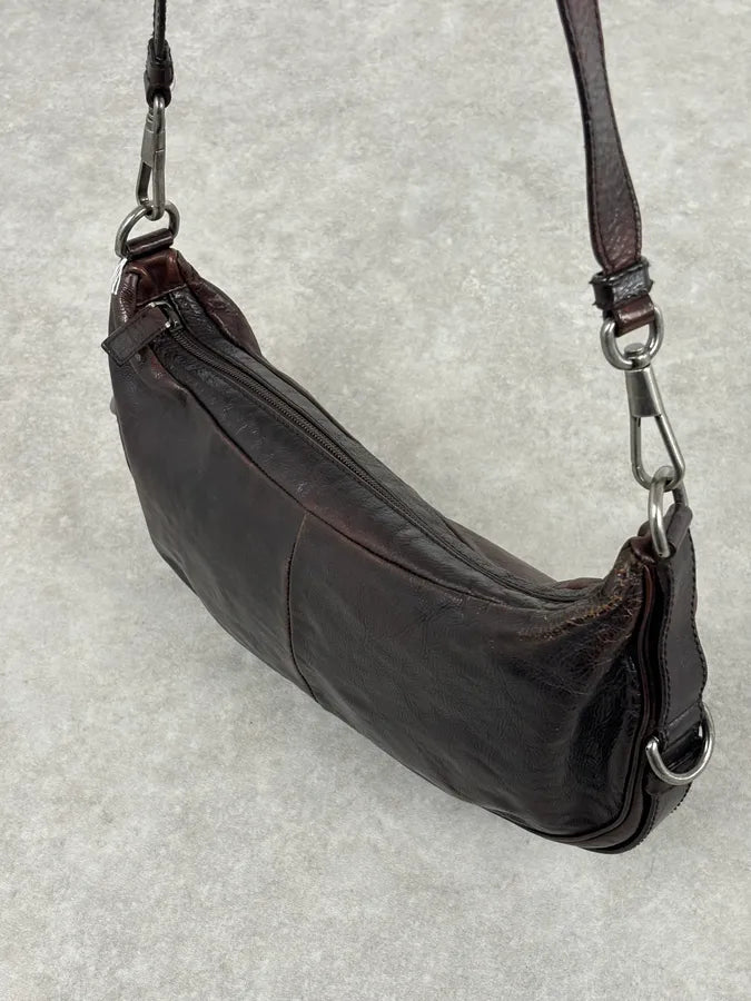 2000s Yves Saint Laurent Mombasa Organic Horn Brown Leather Crossbody Bag bMUmHkh 9