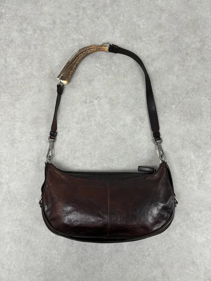 2000s Yves Saint Laurent Mombasa Organic Horn Brown Leather Crossbody Bag bMUmHkh 0