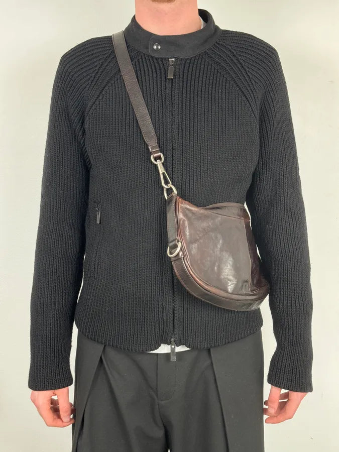 2000s Yves Saint Laurent Mombasa Organic Horn Brown Leather Crossbody Bag bMUmHkh 1