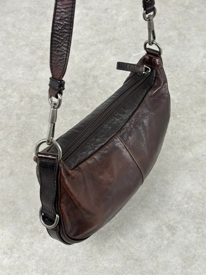 2000s Yves Saint Laurent Mombasa Organic Horn Brown Leather Crossbody Bag bMUmHkh 8