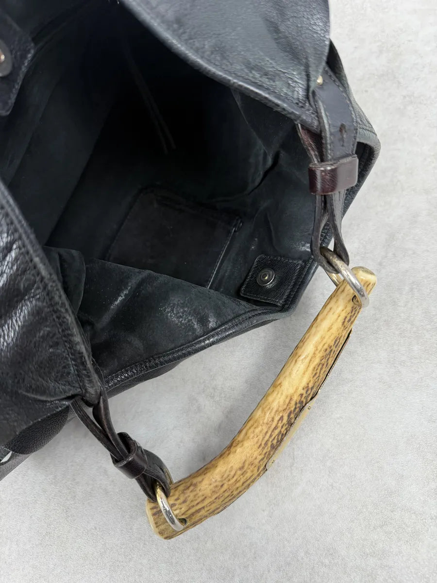 2000s Yves Saint Laurent Mombasa Saint Tropez Black Leather Handle Bag bsSnZoC 9