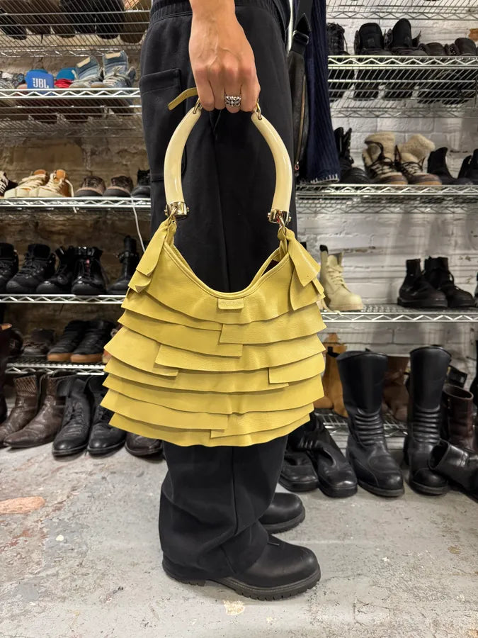 2000s Yves Saint Laurent Mombasa Saint Tropez Yellow Leather Handle Bag oQIUuiq 0