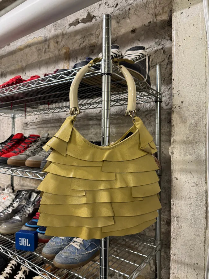 2000s Yves Saint Laurent Mombasa Saint Tropez Yellow Leather Handle Bag oQIUuiq 3