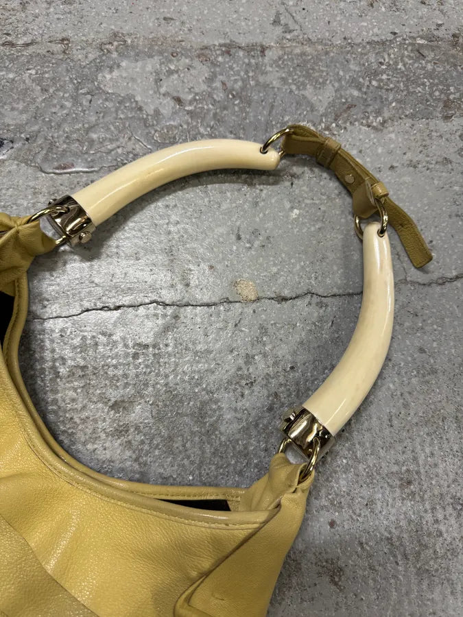 2000s Yves Saint Laurent Mombasa Saint Tropez Yellow Leather Handle Bag oQIUuiq 5
