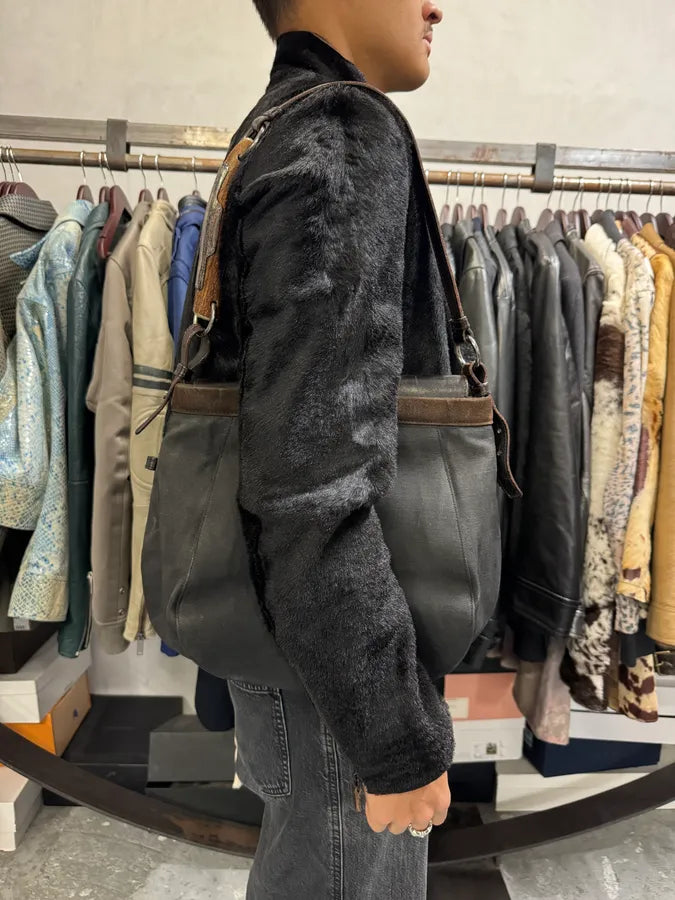 2000s Yves Saint Laurent Mombasa Tom Ford Organic Horn Handle Black Canva Bag IkwXFyi 2