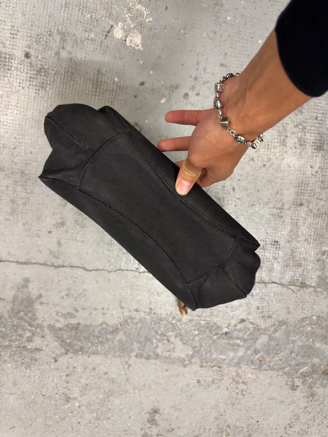 2000s Yves Saint Laurent Mombasa Tom Ford Organic Horn Handle Black Canva Bag IkwXFyi 4