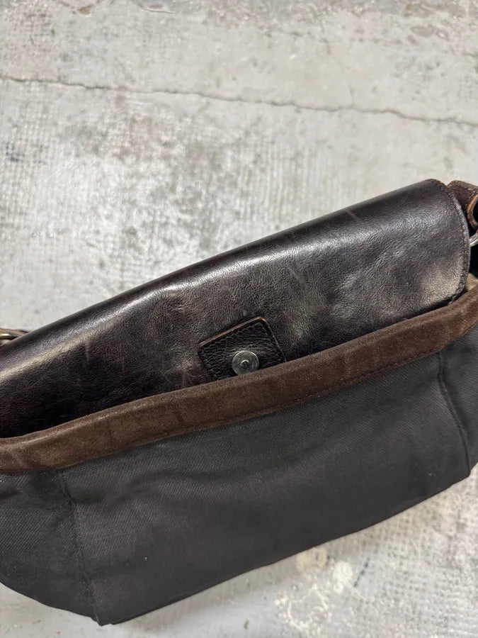 2000s Yves Saint Laurent Mombasa Tom Ford Organic Horn Handle Black Canva Bag IkwXFyi 6