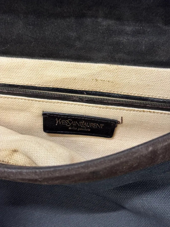 2000s Yves Saint Laurent Mombasa Tom Ford Organic Horn Handle Black Canva Bag IkwXFyi 7