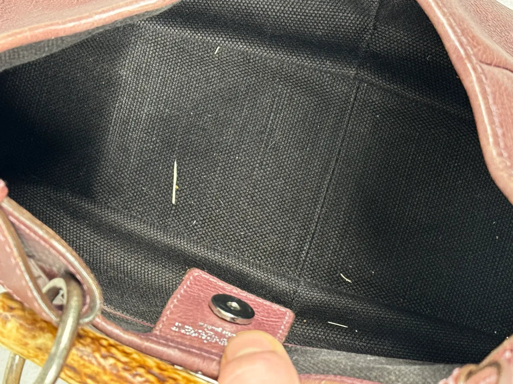 2000s Yves Saint Laurent Mombasa Wine Leather Handle Bag faheuxc 6