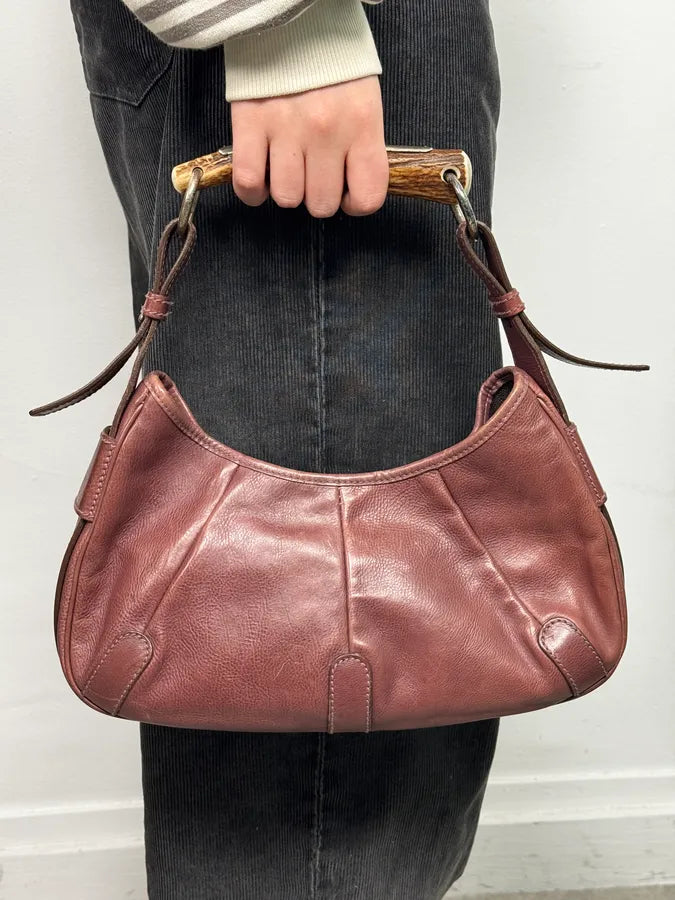 2000s Yves Saint Laurent Mombasa Wine Leather Handle Bag faheuxc 1