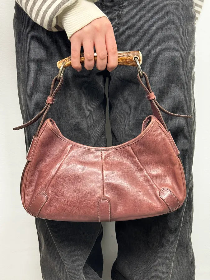 2000s Yves Saint Laurent Mombasa Wine Leather Handle Bag faheuxc 2