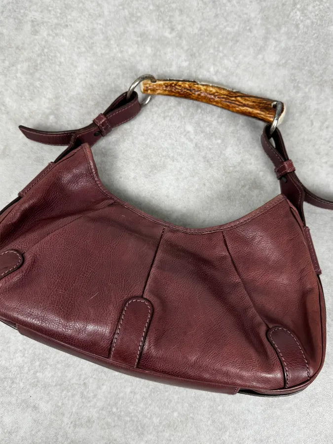 2000s Yves Saint Laurent Mombasa Wine Leather Handle Bag faheuxc 4