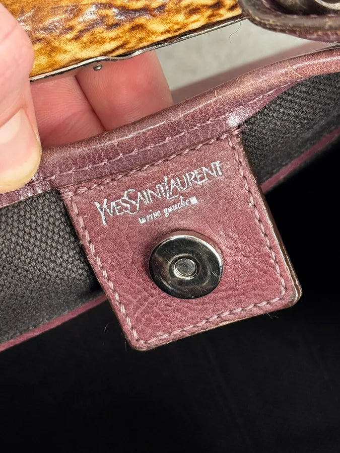 2000s Yves Saint Laurent Mombasa Wine Leather Handle Bag faheuxc 7