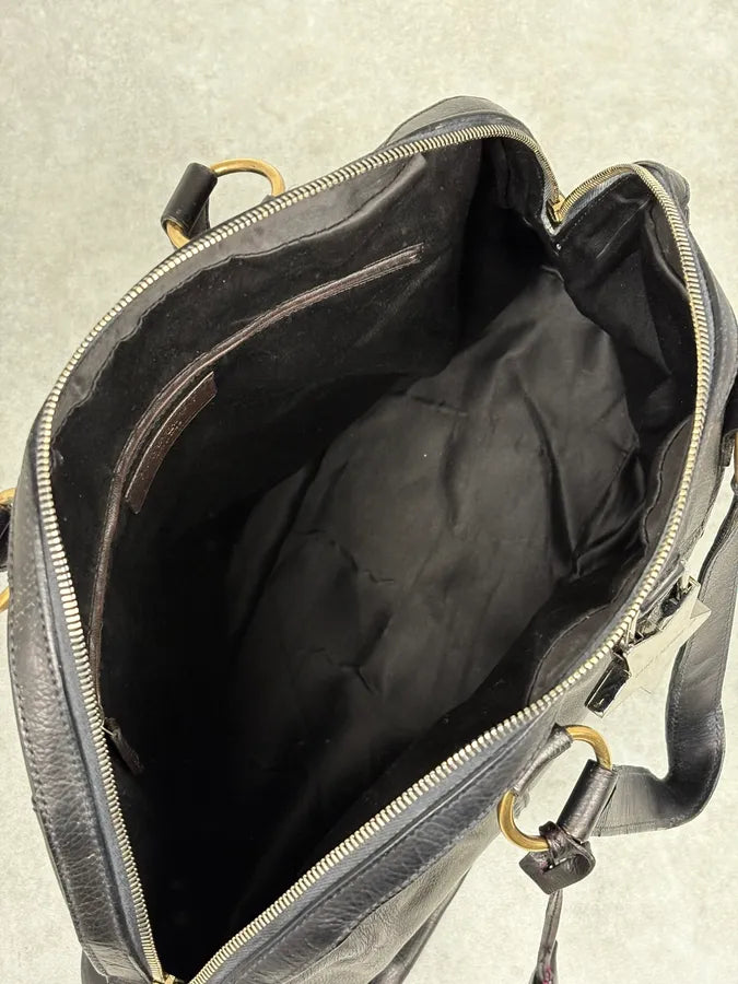 2000s Yves Saint Laurent Star Black Shiny Leather Handle Bag YcNQFpb 7