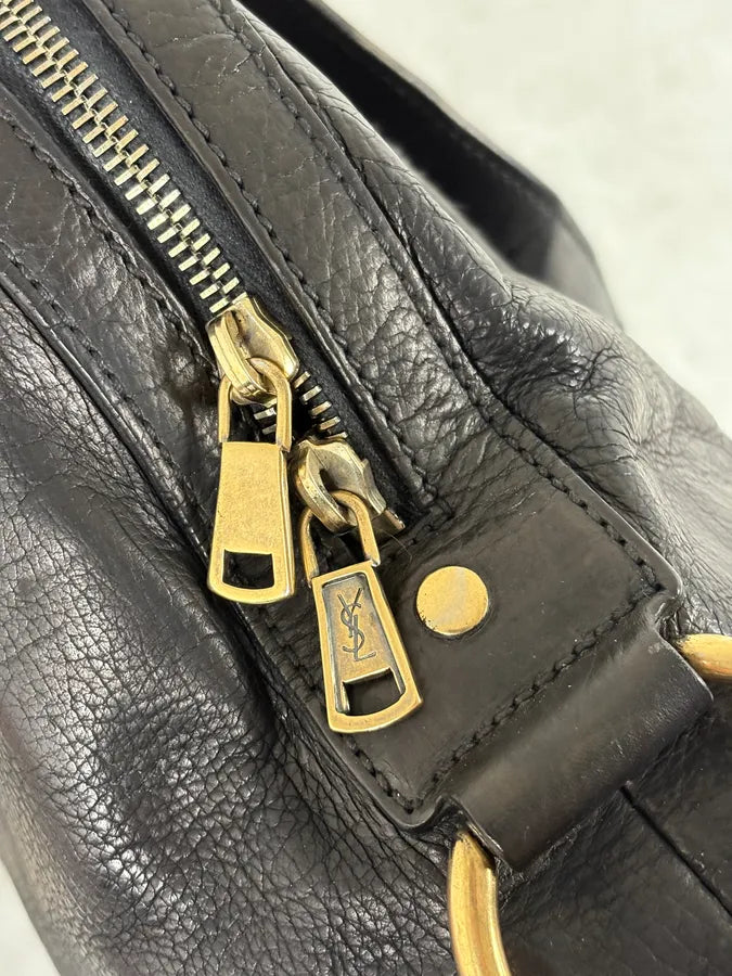 2000s Yves Saint Laurent Star Black Shiny Leather Handle Bag YcNQFpb 9