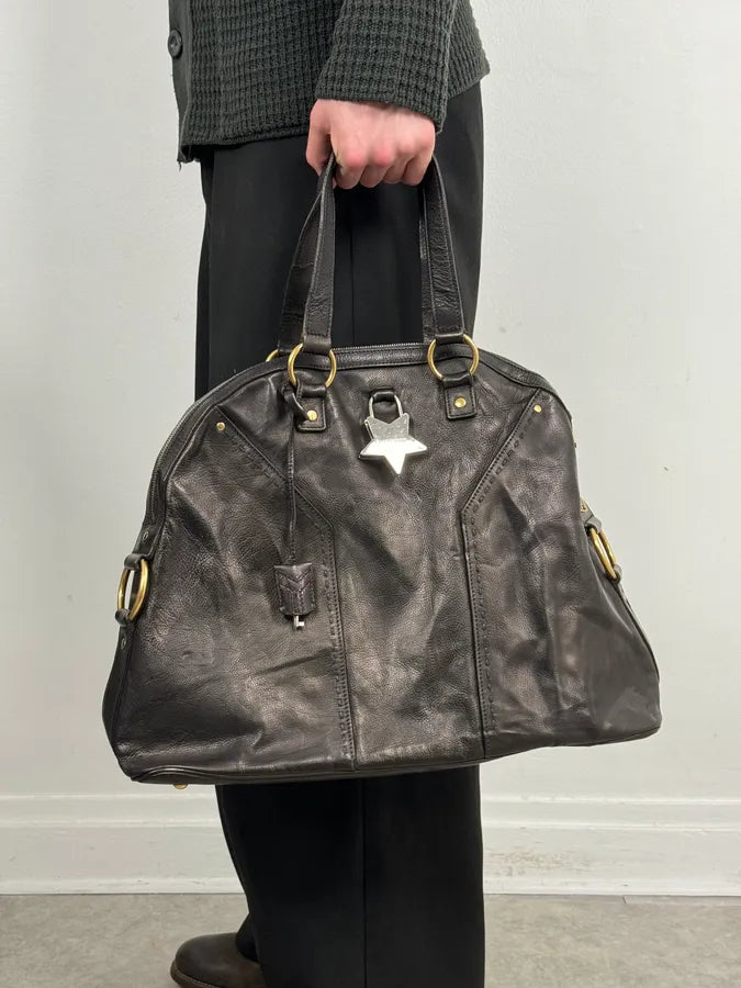 2000s Yves Saint Laurent Star Black Shiny Leather Handle Bag YcNQFpb 1