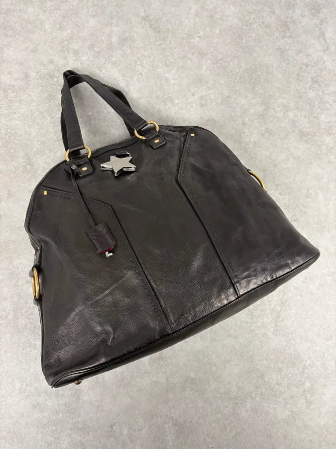 2000s Yves Saint Laurent Star Black Shiny Leather Handle Bag YcNQFpb 3