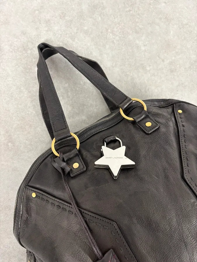 2000s Yves Saint Laurent Star Black Shiny Leather Handle Bag YcNQFpb 4