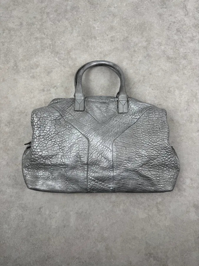 2000s Yves Saint Laurent Muse Silver Grain Leather Handle Bag tNtOOVK 0