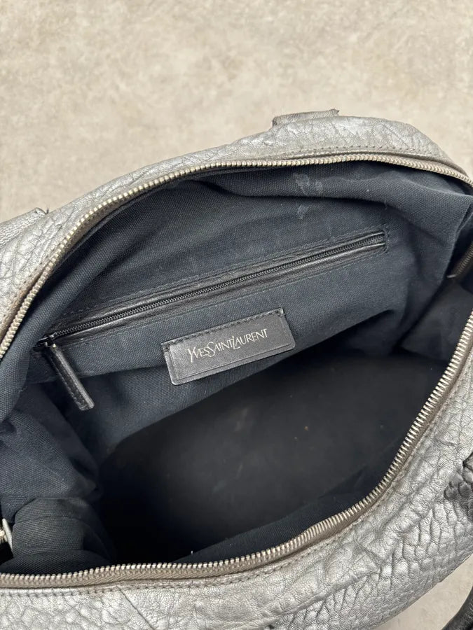 2000s Yves Saint Laurent Muse Silver Grain Leather Handle Bag tNtOOVK 4